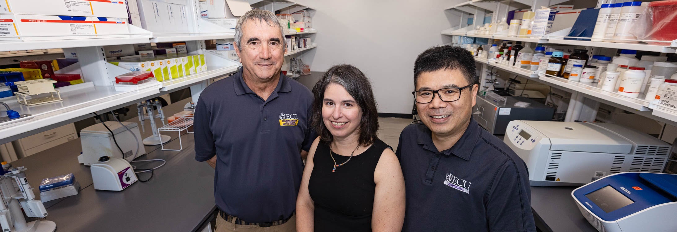 Dr. Jean-Luc Scemama, associate professor of biology; Dr. Heather Vance-Chalcraft, assistant professor of biology; and Dr. Jason Yao, professor of engineering are part of an East Carolina University team receiving $1 million of a multi-university grant to support students from underrepresented backgrounds in science, technology, engineering and math.