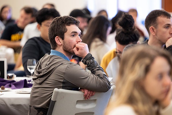 First-year medical students listen to speakers during the 16th annual José G. Albernaz Golden Apple Distinguished Lecture at the East Carolina Heart Institute Oct. 24.