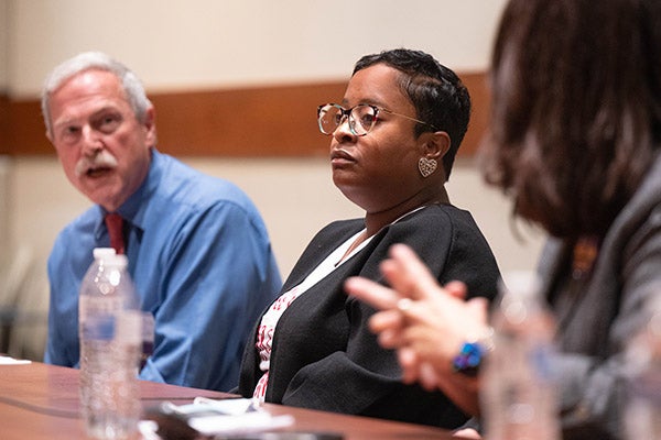 Majara Mooring, a sickle cell disease patient, participates in a patient/provider panel during the Tate Holbrook Annual Sickle Cell Disease Update on Sept. 30. 