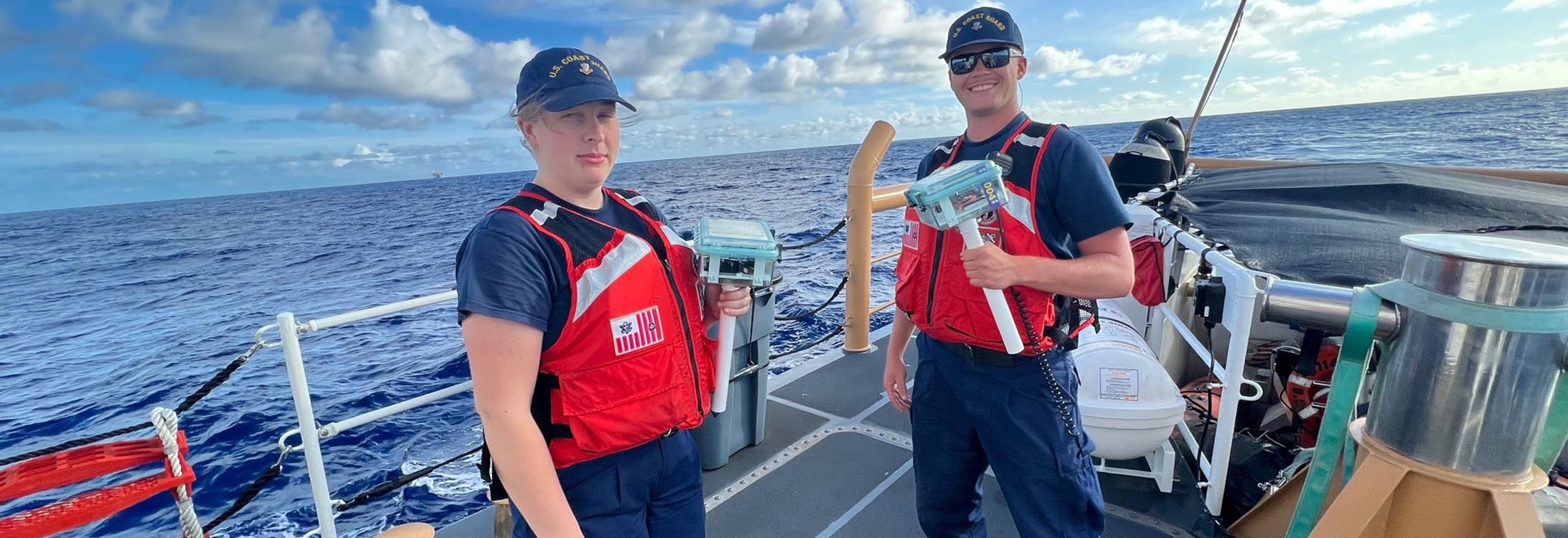 The U.S. Coast Guard assisted Dr. Dan Dickerson’s Summer Ventures class in deploying buoys that would monitor and map ocean currents.