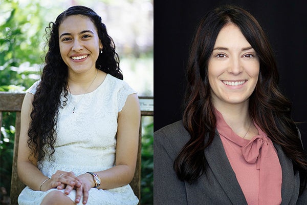 Hanan Alazzam, left, and Alice Kenneally — both first year students in ECU's Physician Assistant Studies program — earned scholarships from the National Health Service Corps.