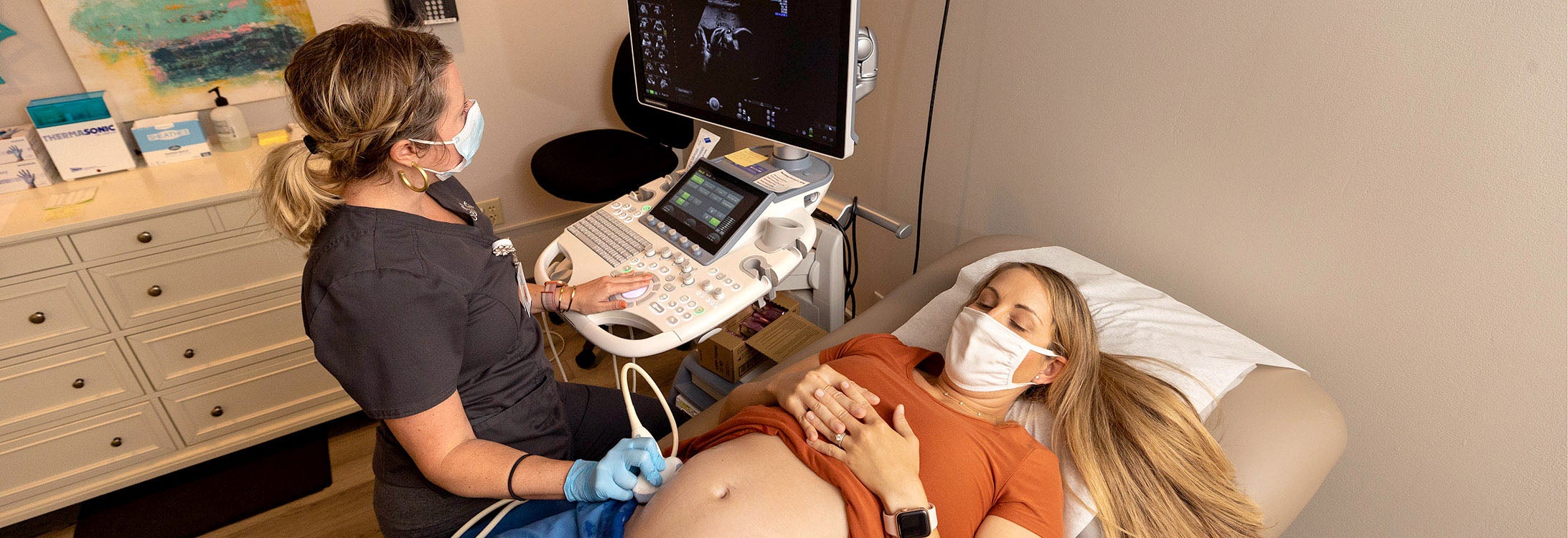 Stephanie Fiust, who has a high-risk pregnancy, receives an ultrasound at Carteret Ob-Gyn as part of East Carolina University's MOTHeRS Project.