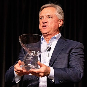 J. Fielding Miller holds the 2022 John E. Hughes award. He was presented the award at the USASBE 2022 conference at N.C. State University. The event was hosted by the ECU Miller School of Entrepreneurship. 