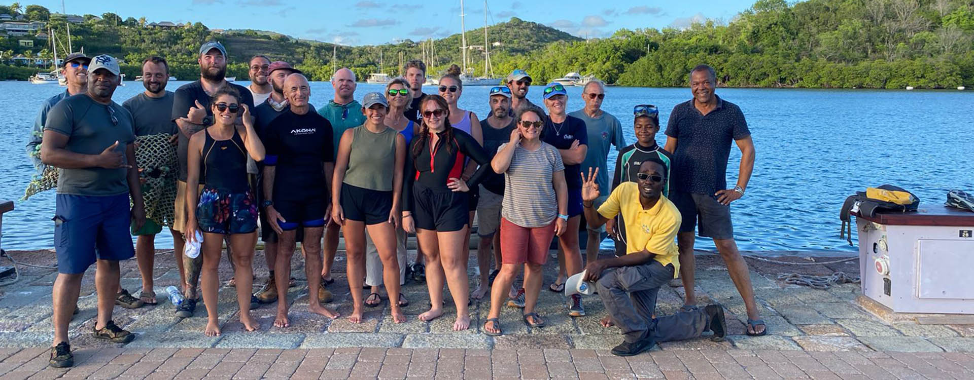 The Tank Bay Project collaborative team included ECU students, faculty and staff, the University of the West Indies, Association Archéologie Petites Antilles, and Antigua Naval Dockyard UNESCO World Heritage staff.