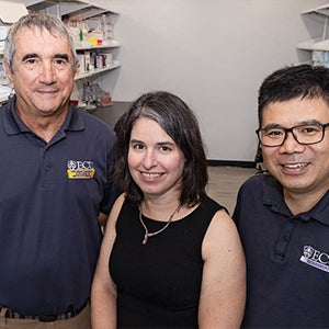 Dr. Jean-Luc Scemama, associate professor of biology; Dr. Heather Vance-Chalcraft, assistant professor of biology; and Dr. Jason Yao, professor of engineering are part of an East Carolina University team receiving $1 million of a multi-university grant to support students from underrepresented backgrounds in science, technology, engineering and math. 