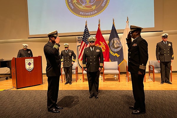 Higginson was installed in the Navy Reserve Navy Medicine Readiness and Training Command–Bethesda during a Jan. 21 ceremony in Bethesda, Maryland. 