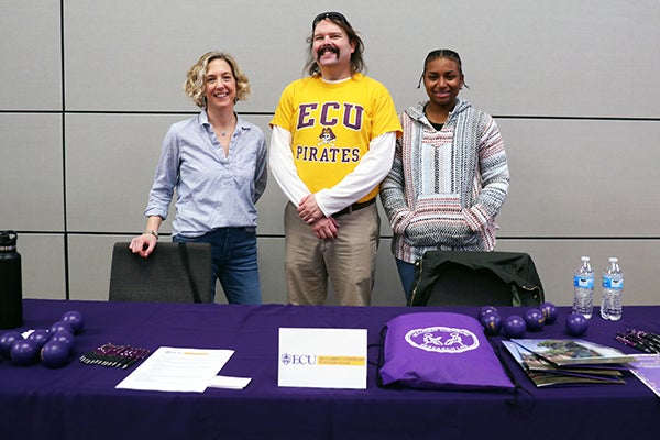 Jason Perry, center, and graduate assistants Emily Sutherland, left, and Kyree Hall attended East Carolina University's National Day of Racial Healing as representatives for the McClammy Counseling and Research Lab. 