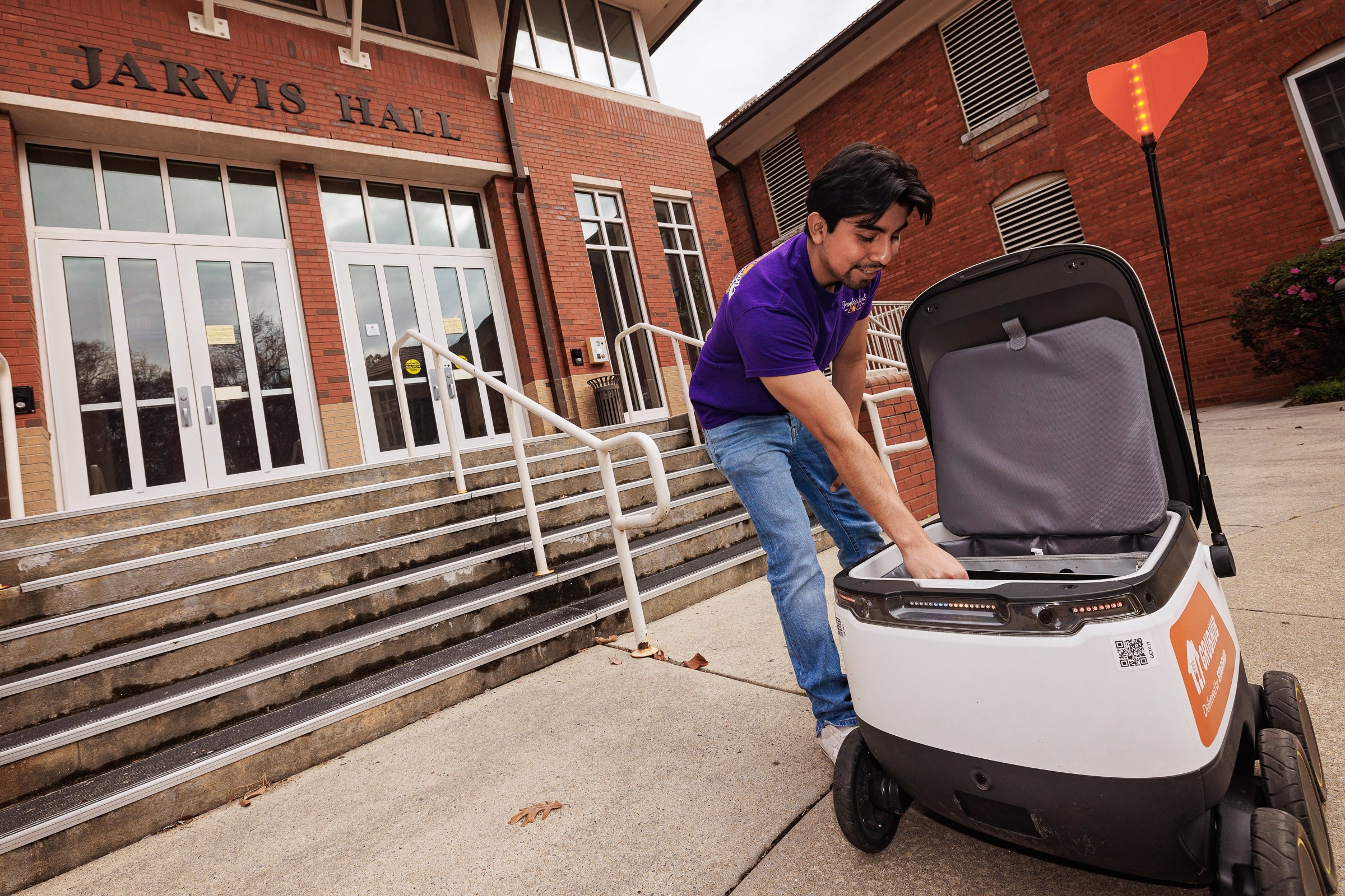 Starship’s robot delivery service works in conjunction with campus meal plans.