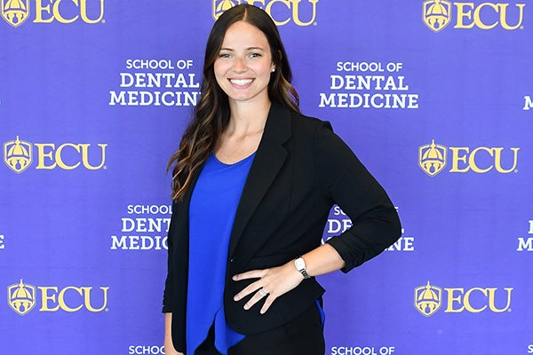 Alexis Lollis, a first-year student at East Carolina University's School of Dental Medicine, has been chosen as the inaugural recipient of the Dr. Colin Osborne Jr. Scholarship.