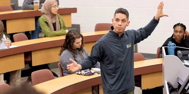 Corey Pulido teaches a class.