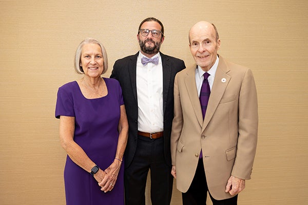 Pat and Lynn Lane join Honor College Dean Todd Fraley at the announcement of the Brinkley-Lane Scholars program.