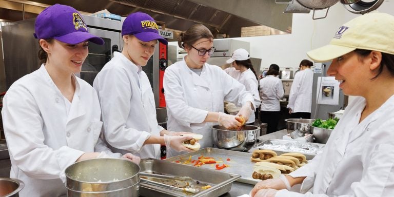 East Carolina University nutrition science students prepare and serve an Italian lunch in the Rivers Building.