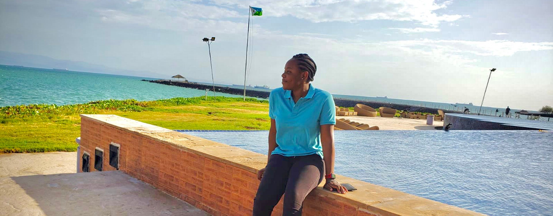 Esther Olajide enjoys the Indian Ocean during her deployment to Africa. 
