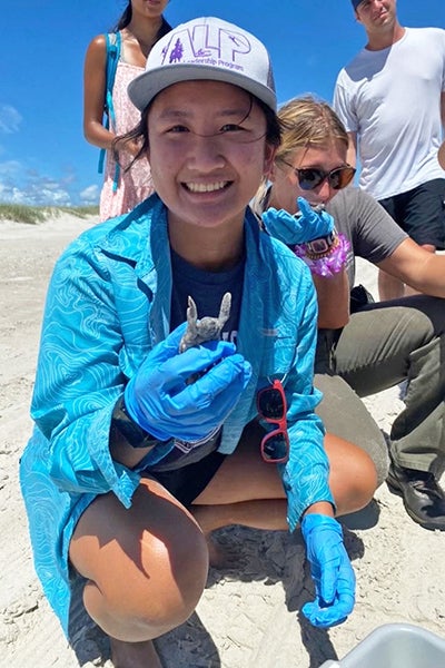 East Carolina University student Christine Chan participated in an undergraduate research experience that looked at the life history of loggerhead sea turtles at the Duke University Marine Lab. 