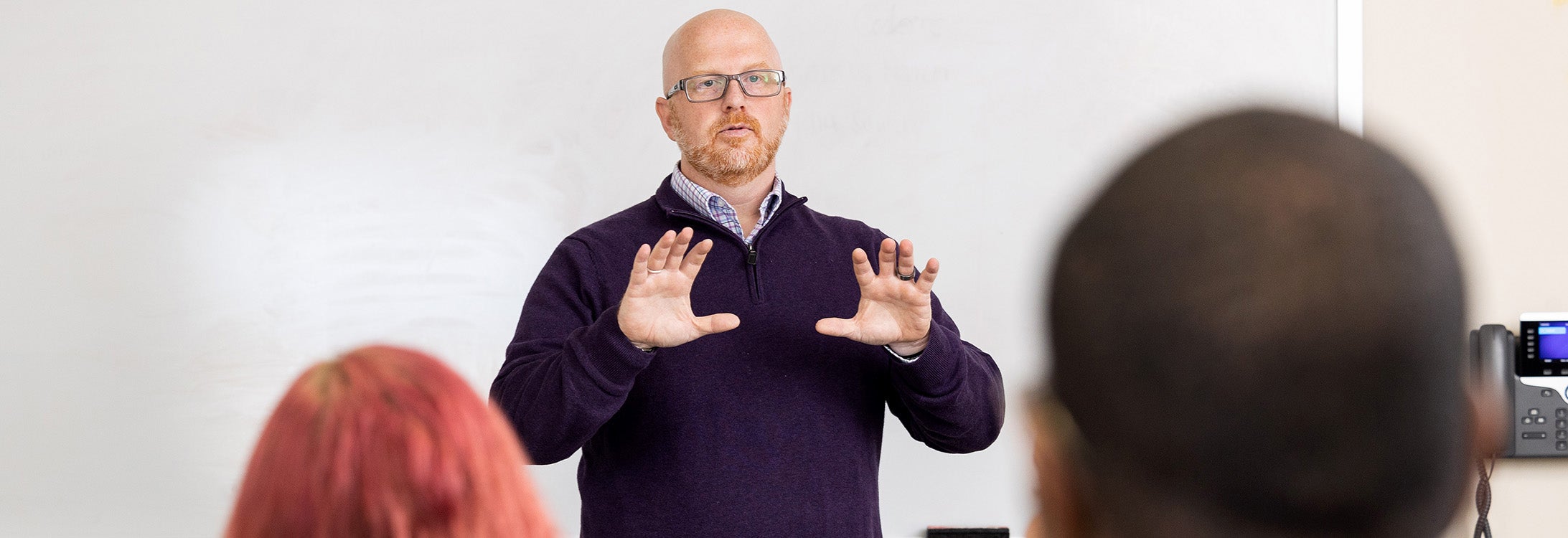 Thompson Forbes lectures during a class at the East Carolina University College of Nursing.