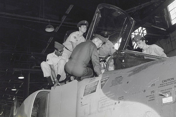 ECU Air Force ROTC members on an aircraft in 1971.