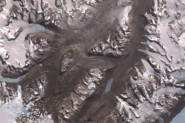 An aerial satellite image of the McMurdo Dry Valleys.