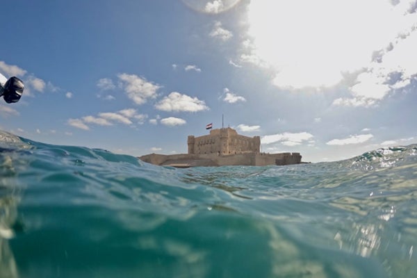 Rollins views the Citadel of Qaitbay from the water.