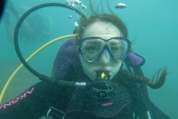 Rollins dives during her unique field school experience in Alexandria, Egypt.
