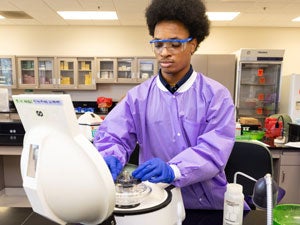 Download photo of student doing blood work