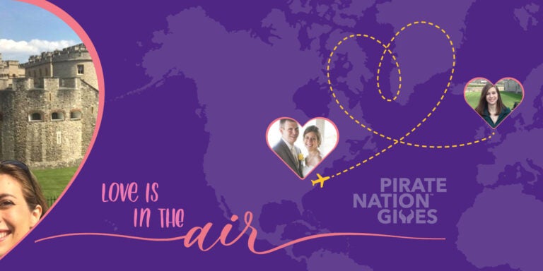 A graphic showing a map of the world and the words ‘love is in the air’ displayed.