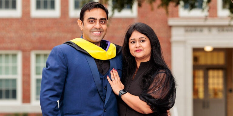 Ashish Sharma and his wife Nidhi have both persevered through tough times. This fall, Ashish joins his wife as a Pirate alumnus, earning two graduate degrees from ECU. (Photos by Rhett Butler)