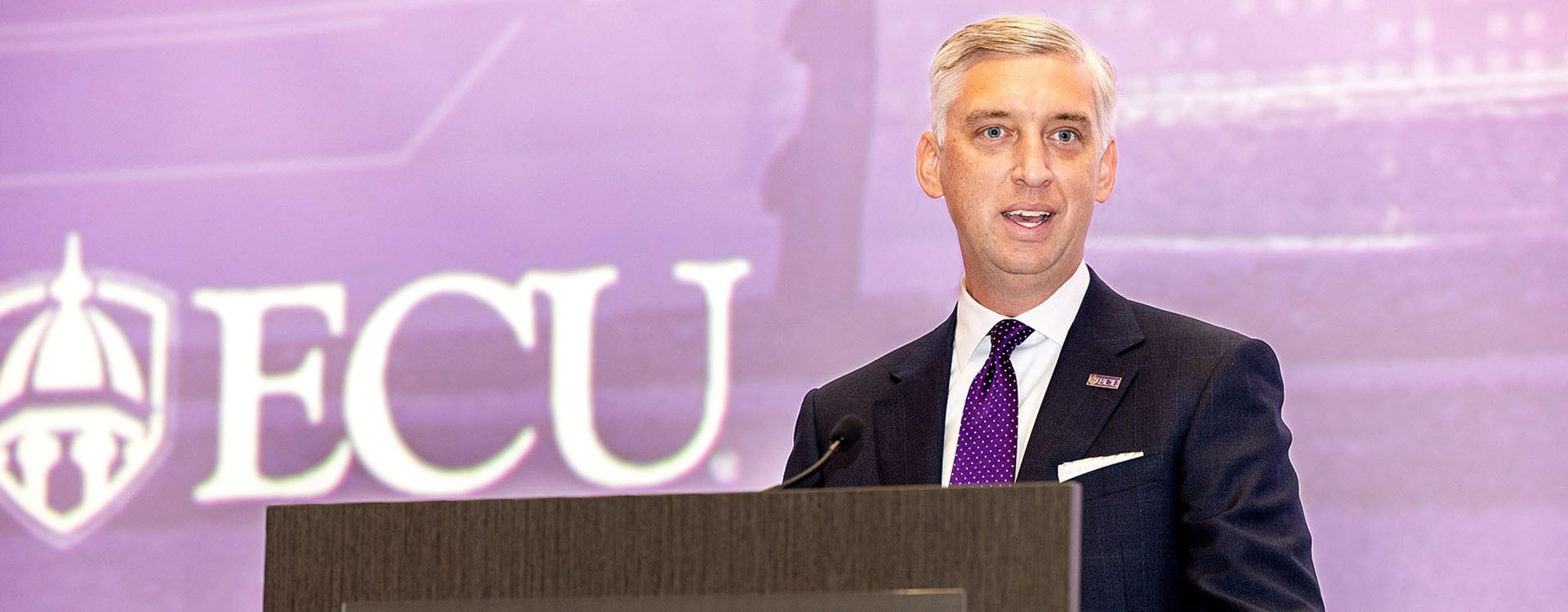 Chancellor Philip Rogers shared ECU’s priorities for the academic year within the framework of ECU’s refreshed strategic plan, Future focused. Innovation driven, during a University Day celebration on Wednesday.